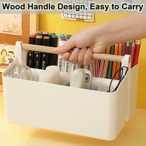 Large Portable Craft Caddy Tote with Handle, Art Supply Organizer with Dividers - Picture 4 of 6