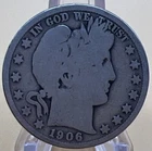 1906  P  Barber SILVER Half Dollar 50 Cents Very Good Nice Coin A-3