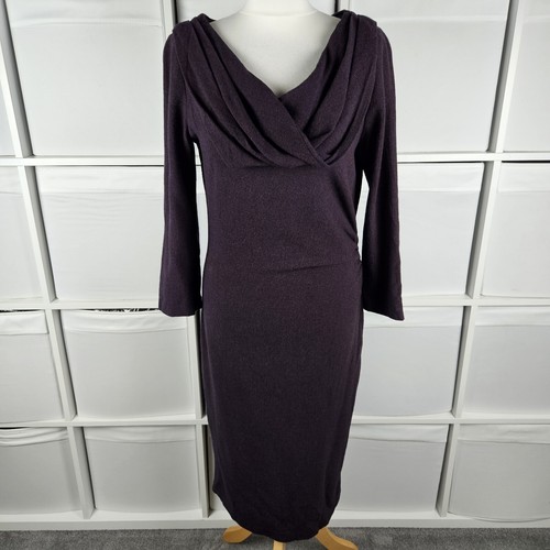 Diana von Furstenberg Midi Dress Size 10 Cowl Neck Wool Mix Smart Work Occasion
