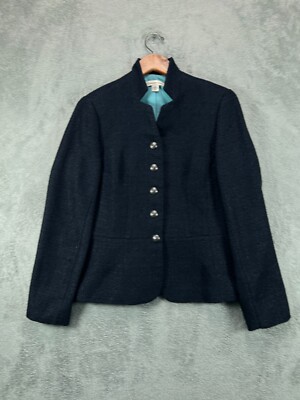 Womens Blazers Suit Jackets 4 6 Coldwater Creek Navy Knit Single Breast