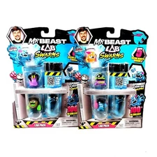 2024 NIB Mr Beast Lab Swarms 5 Micro Beasts Lab Pack 1" Figures - Lot Of 2