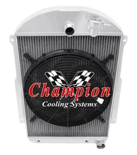 3 Row AAR Champion Radiator W/ 16" Fan for 1939 Chevy Master 85 Chevy V8 Conv