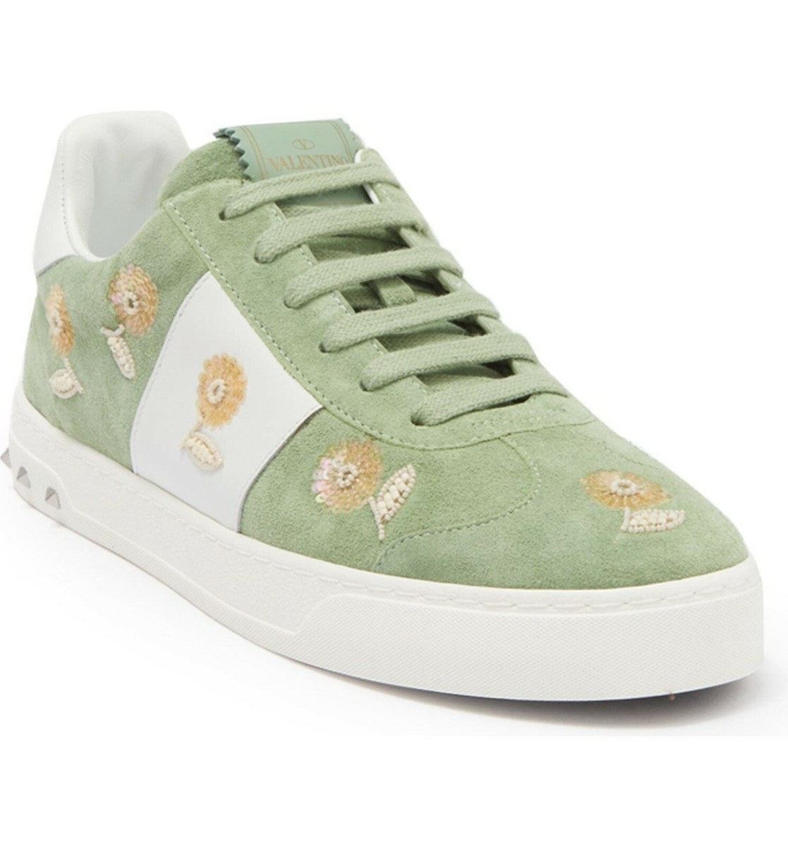 NEW VALENTINO GARAVANI Floral embellished Suede Sneaker, Green EUR 41,  MSRP$1175