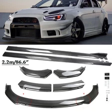 Car Front Bumper Lip Spoiler Body Kit Side Skirt Carbon Style For Mitsubishi US
