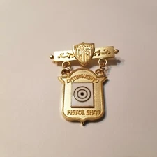 US Civilian Distinguished Pistol Shot Badge Made In USA 1.5"x2"