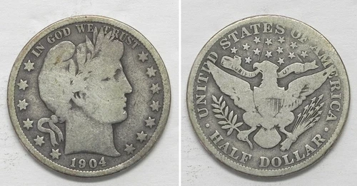 X4418  1904 Barber Half Dollar 50c, VG