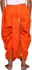 Readymade Dhoti, Orange Cotton Dhoti, Cotton Readymade Dhoti, Men Dhoti