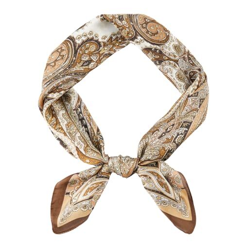 Vintage Silk Feel Square Scarf for Men Satin Bandana Tiny Medallion R-gold