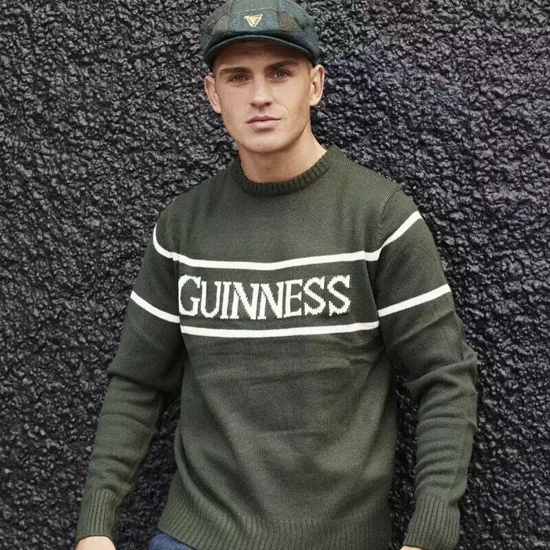 Guinness Men s Sweater Bottle Green Irish Crew Neck Knitted
