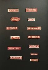 Vintage “POISON” Label Collection - Set of 13 VERY RARE labels - SO MACABRE!