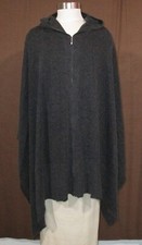 Evie Women's Osfm Charcoal Grey Hooded Zip Front Cape Sweater