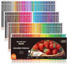 Shuttle Art 136 Coloured Pencils Soft Core Colouring Pencils Set for Adult New