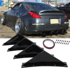 Rear Bumper Diffuser Shark Fins Spoiler Lip Splitter Glossy For Nissan 350Z 370Z