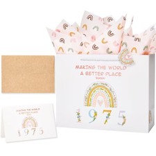 50th Birthday Gift Bag with Greeting Card Matching Envelope and Tissue Paper ...