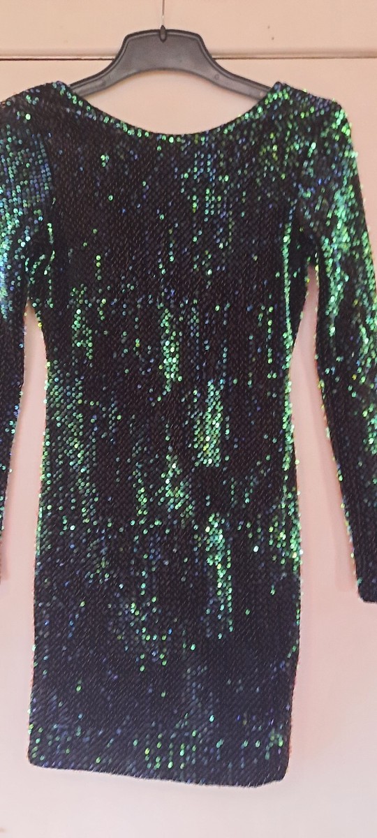 motel sequin dress green Benia Mini Dress in Drape Sequin Lime Green main image 0