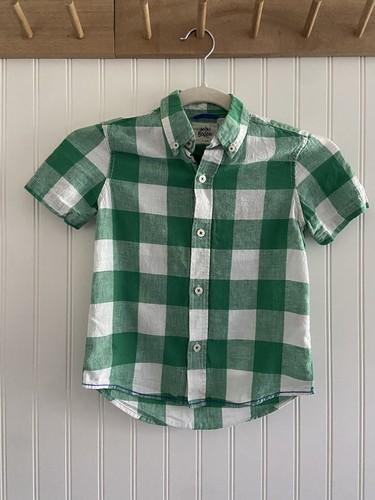 Mini Boden Linen Cotton Plaid Short Sleeve Button Up Eddie Bauer Khaki Shorts 4 - Picture 2 of 13