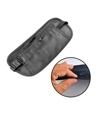 Dünne Leichte Flache Bauchtasche Gürteltasche Fittnesstasche Reisetasche Schwarz