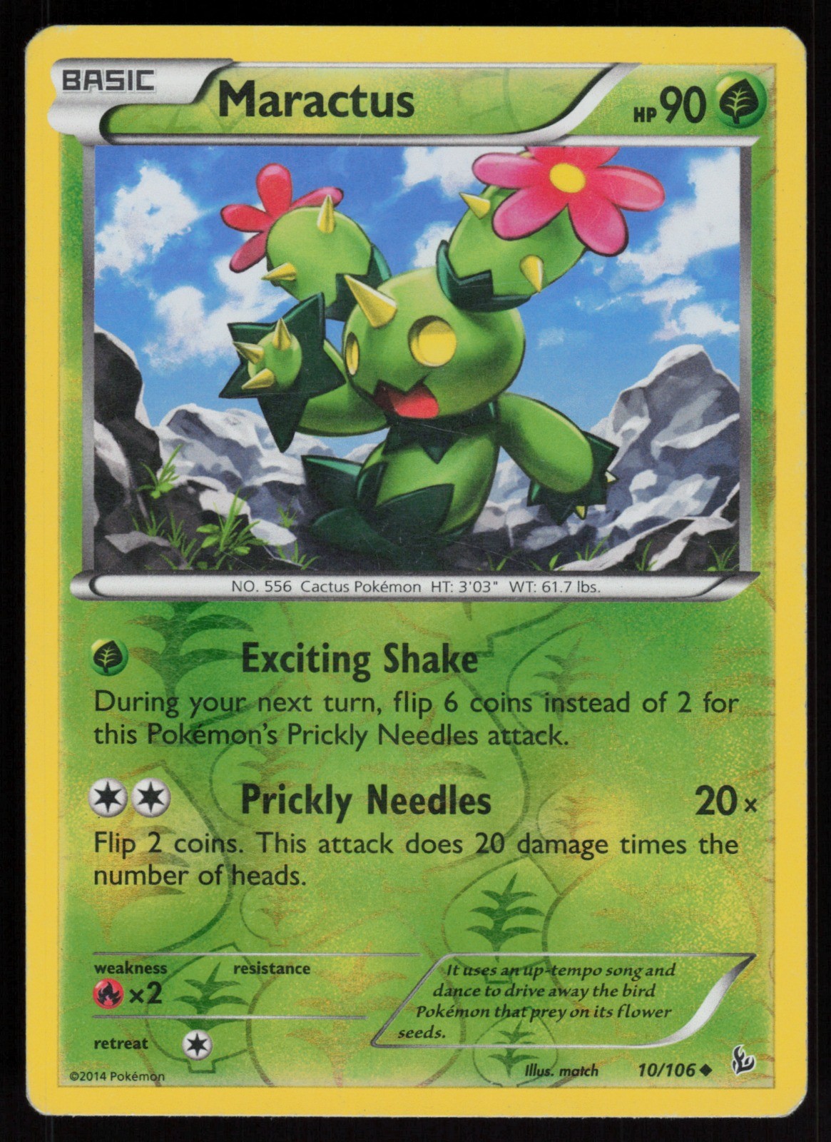 Reverse Holo Maractus 10/106 XY - Flashfire Pokemon TCG Card