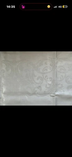 antique double damask baquet tablecloth & matching twelve napkins Unused