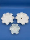3 VTG Silver Crest Milk Glass Candy Dish Bowl Clear Ruffled Rim Fenton