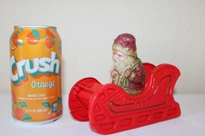 Antique 1930's Celluloid Glitter Santa Claus in Sleigh Vintage Christmas Plastic