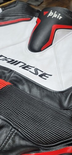 Dainese Misano 2 D-Air Airbag One Piece Motorcycle Suit Black White Fluo Red - Picture 14 of 17