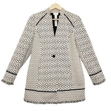 Chico's Textured Blazer Cream Black Gold Size S Small