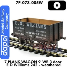 7 PLANK WAGON 9ft WB ED WILLIAMS 242 weathered 1:43 O gauge Dapol 7F-073-005W