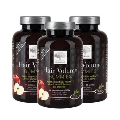 NEW NORDIC Hair Volume Gummies 2500mcg Biotin Hair Skin Nails Vegan 3 Pack