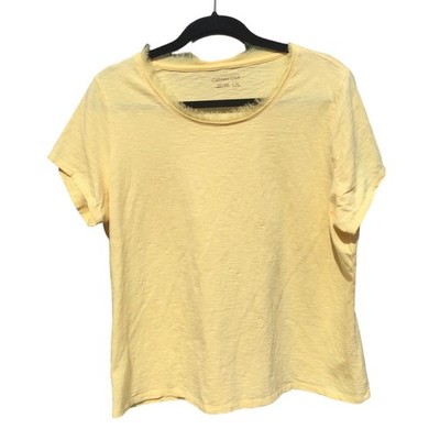 Coldwater Creek Women Short Sleeve Shirt Plus Size 1X Butter Yellow Cotton Fall
