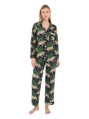 Printfresh Bagheera Jaguar Ink Organic Cotton Pajama Set Luxe Lounge Medium NWT