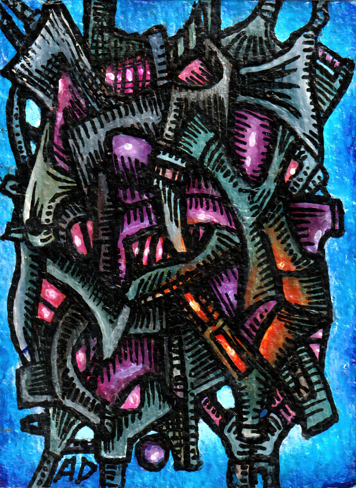 Original Artwork - ACEO OOAK - Outsider Abstract Surreal Art - Final Formation