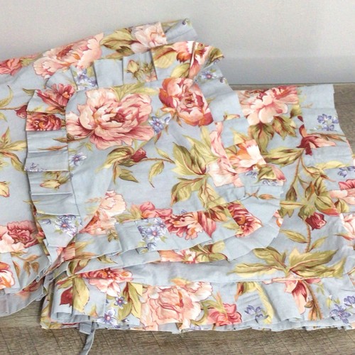 Nobility Pair of Euro Pillow Shams Floral Ruffled Cotton Tie Back