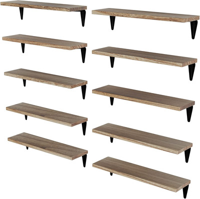 Wood Floating Shelves for Wall Storage,Bookshelf Set of 10, Hanging Book Shelves