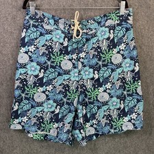 Nautica Men's Swim Trunks XL Blue Floral Quick-Dry Polyester
