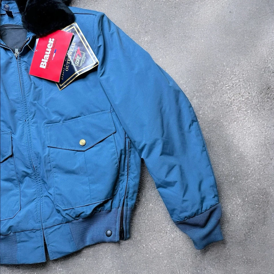 Blauer GTX Lightweight Bomber Jacket Small Blue Gore-Tex Vintage USA NWT Police - Image 2 of 4