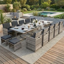 Poly Rattan Sitzgruppe Esstisch Lounge Gartenmöbel Sitzgarnitur Tisch + Stühle