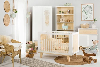 Chambre D'Enfant Complète Ensemble 4 Pièces Lit Bébé Blanc Pin 81374767 - Photo 1/4