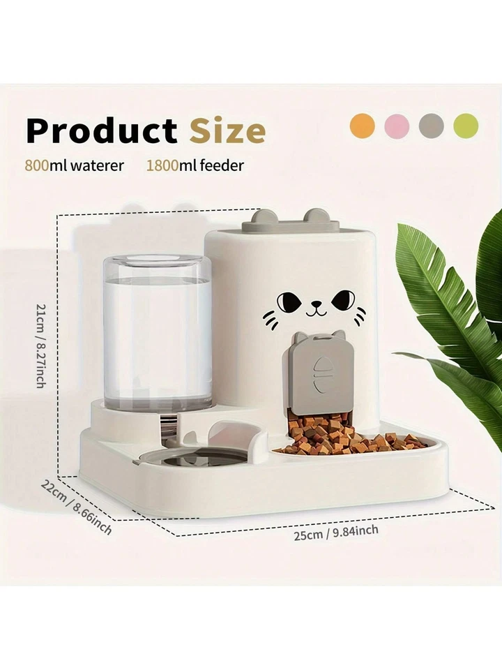 2 en 1 Dispensador de Alimentos para Gatos Agua y Alimentos Integrado Completamente Automático Alimentador para Gatos Foto 2 de 4