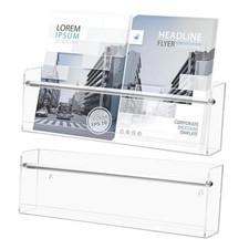 2 Pack Wall Mount Magazine Holder  Paper Organizer Acrylic 17 Inch Clear