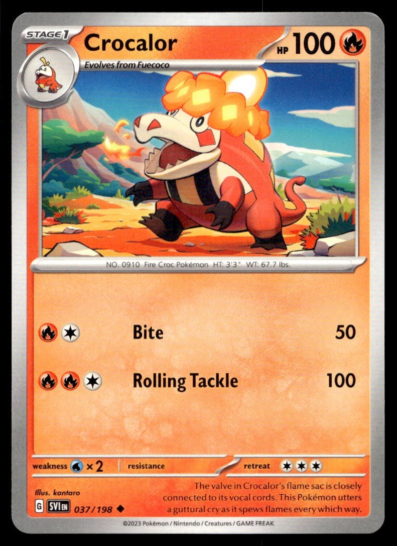 Crocalor 37/198 Pokemon Card Scarlet & Violet  Uncommon 100 HP Lightly Played DU