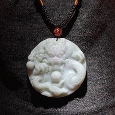 Jade Drachen Anhänger Geschnitzt Talisman Stein Tibet Nepal China