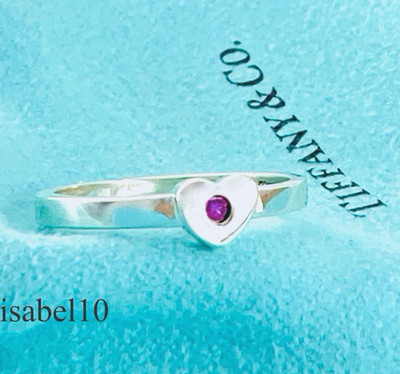 Gr. 5,25 Tiffany & Co. Picasso Mini Herz Rubin Edelstein Ring 925 Silber mit Etui