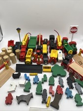Brio Sweden Wooden Train Set Magnetic Vintage Locomotive Wagons Signs & Figures