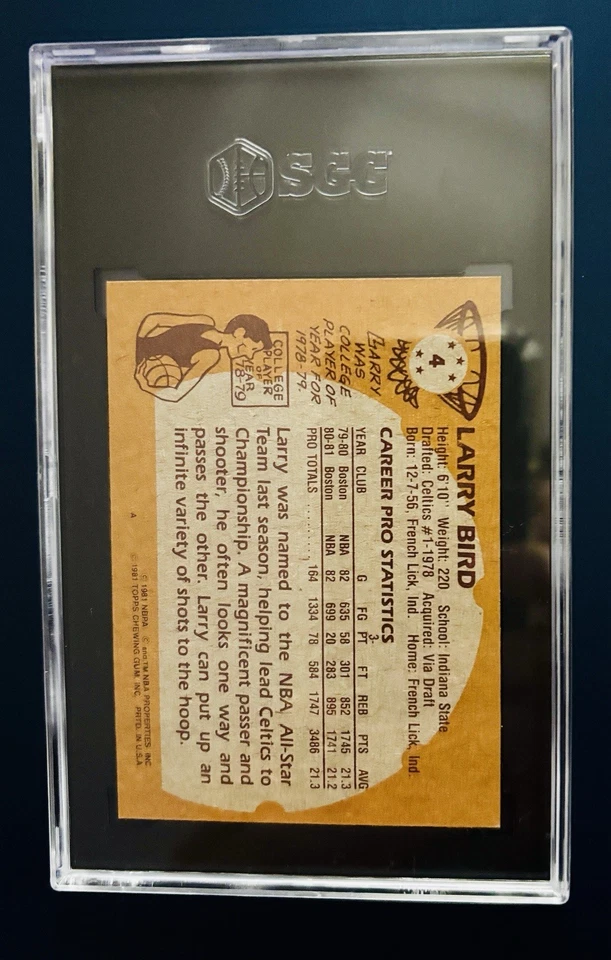 1981 LARRY BIRD Topps  #4 -  (RC) -  SGC 8.5* - Boston Celtics HOF - Image 2 of 2