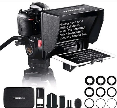 Prompter With Reader DSLR Smartphone Teleprompter Kit w/ Case Phone Tablet Video Script ...