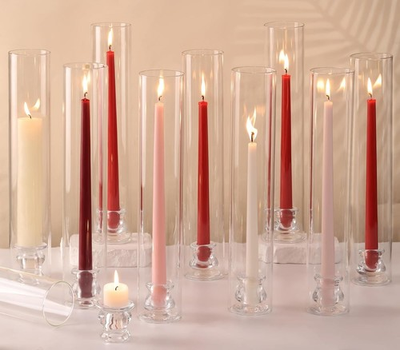 #ad Hurricane Glass Candle Holders Set of 12 Candlestick Holders for Taper Candles $145.99
