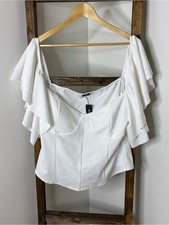 Boohoo White Ruffle Top Size 16