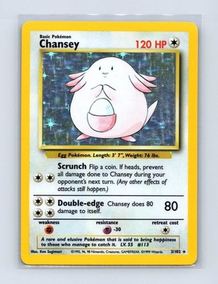 Chansey 3/102 Holo Holo Rare Base Set Unlimited Pokemon Holo Lightly Played