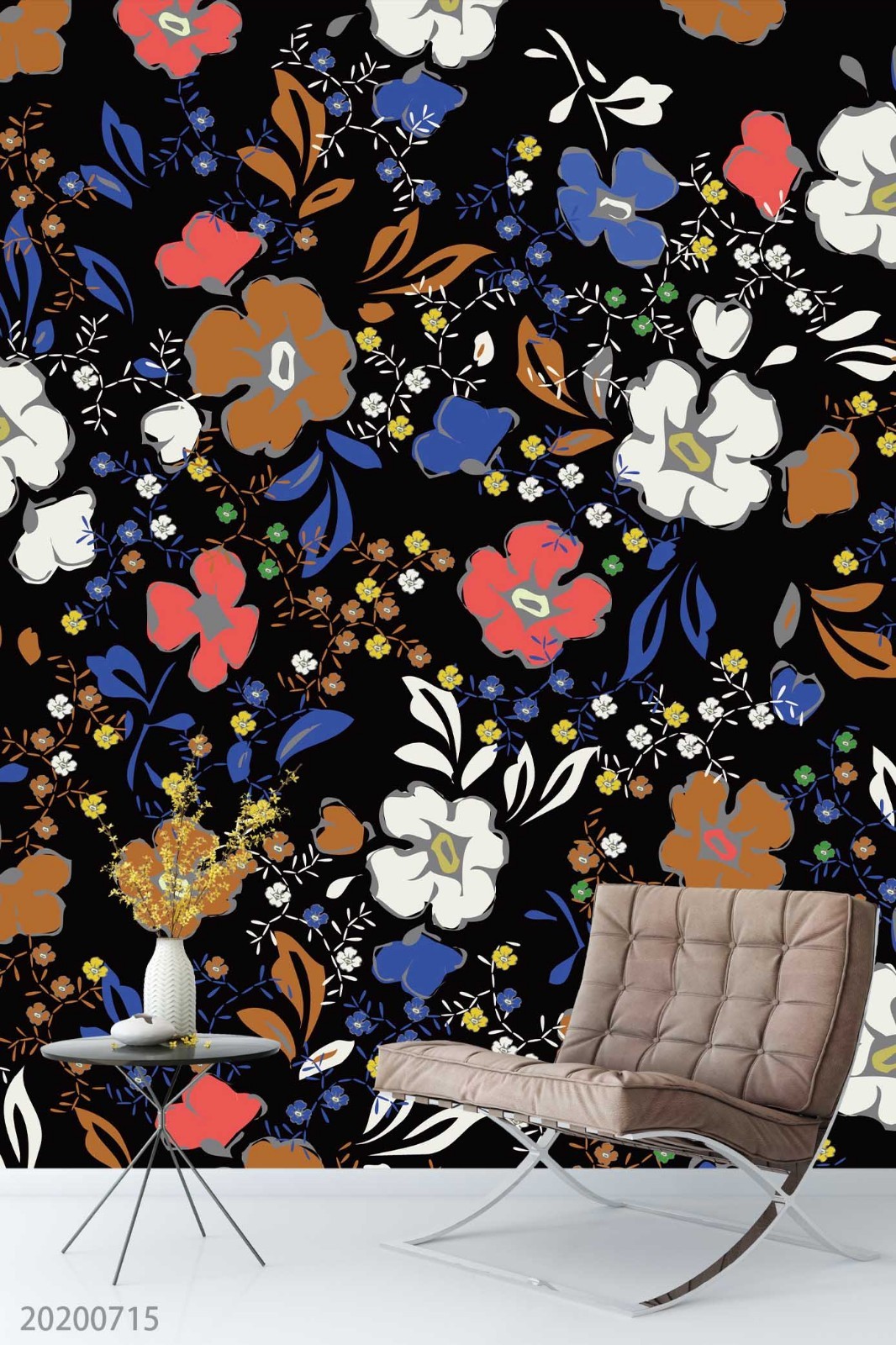 3D Flowers Flora Watercolor Pattern Wall Murals Wallpaper Murals Wall Sticker